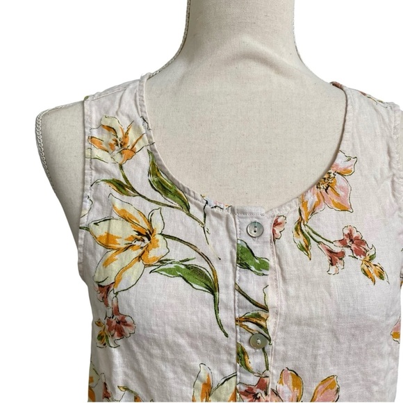 Rachel Rachel Roy Linen Floral Peplum Blouse Light Pink Sleeveless Top Size M - Picture 2 of 11